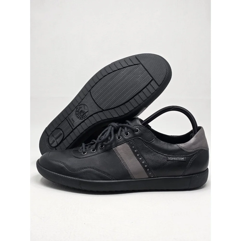 Mephisto Bonito Sneakers Mens Size 8 Leather Black & Tan Walking Casual Comfort